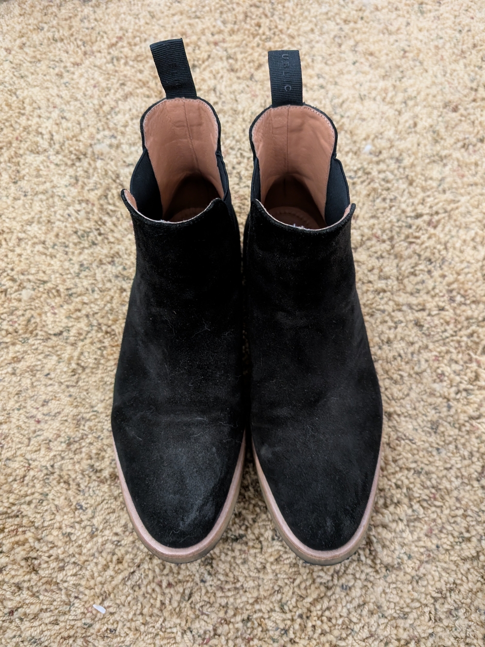 Men's Black Suede Chelsea Boots with Pink Trim